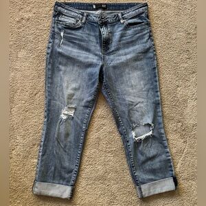 Kut from the Kloth Catherine Boyfriend Jeans in Distressed Blue